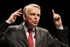 National Assembly Socialist group's President Jean-Marc Ayrault delivers a speech during a political rally for the upcoming regional elections in Nantes