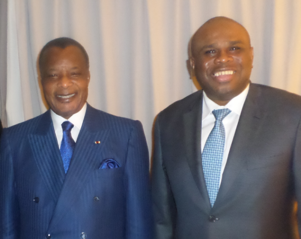 Denis Sassou Nguesso, Président de la République du Congo (à gauche), aux côtés du Dr. Okey Oramah, Président d’Afreximbank